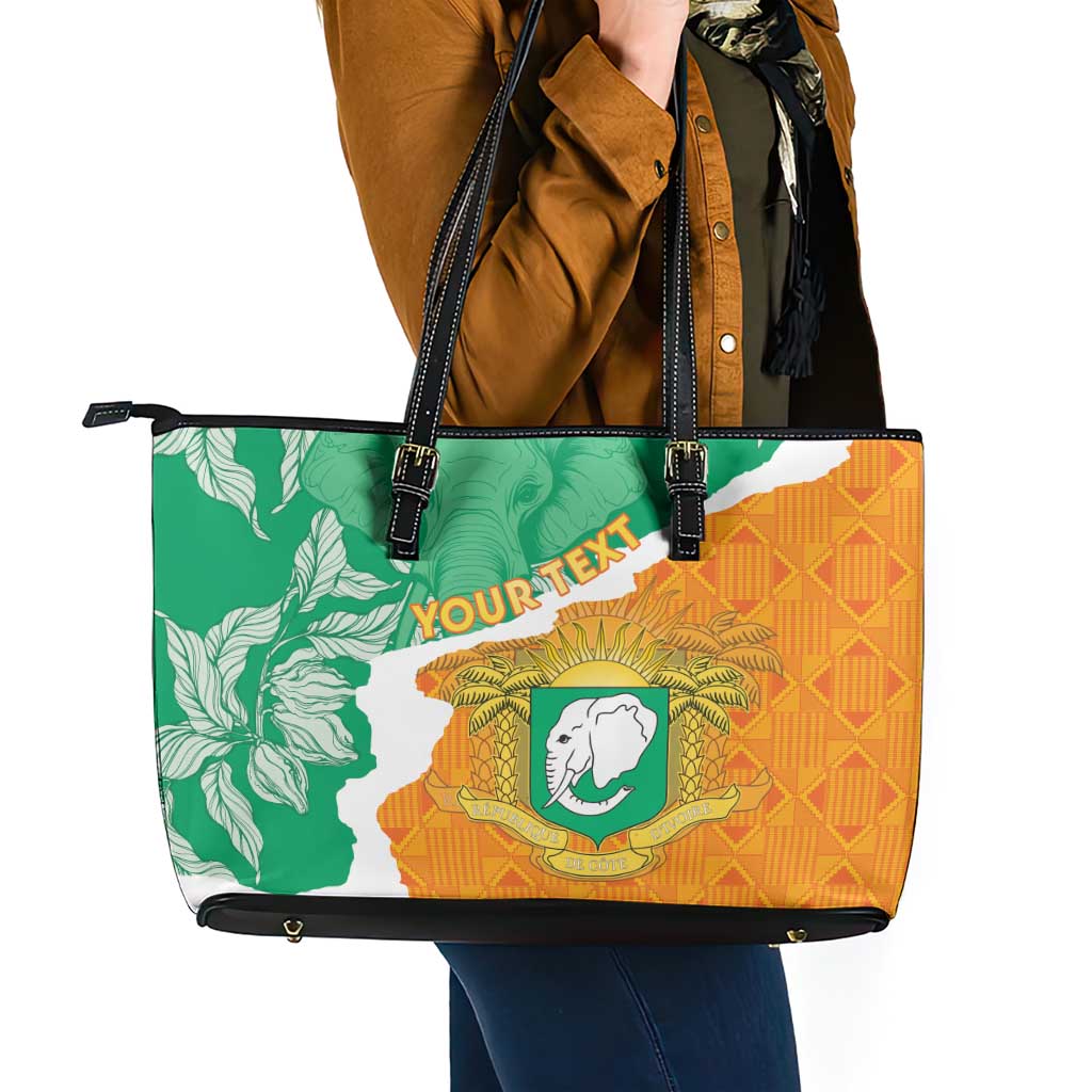 Personalised Ivory Coast Leather Tote Bag Elephant With Coat Of Arms