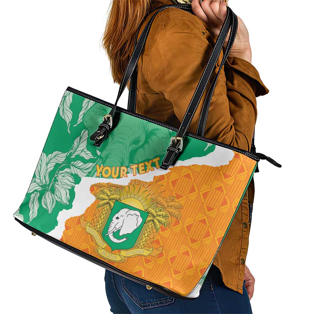 Personalised Ivory Coast Leather Tote Bag Elephant With Coat Of Arms