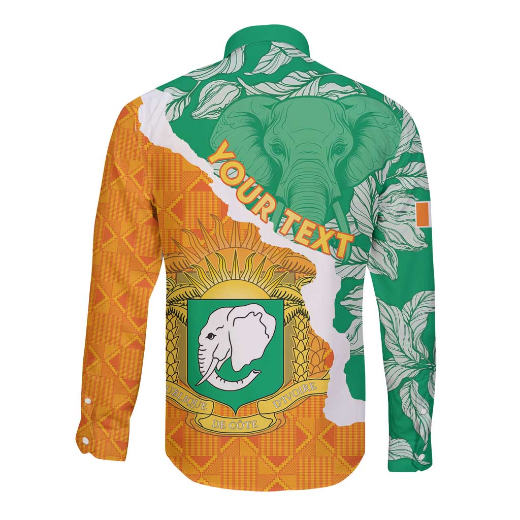 Personalised Ivory Coast Long Sleeve Button Shirt Elephant With Coat Of Arms