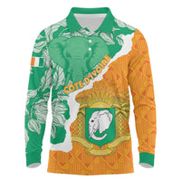 Personalised Ivory Coast Long Sleeve Polo Shirt Elephant With Coat Of Arms - Wonder Print Shop