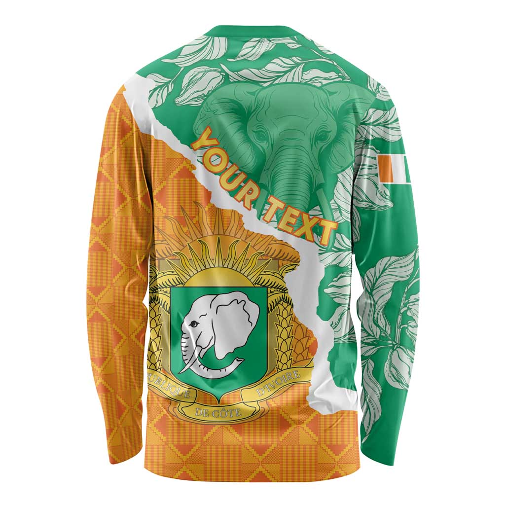 Personalised Ivory Coast Long Sleeve Shirt Elephant With Coat Of Arms - Wonder Print Shop