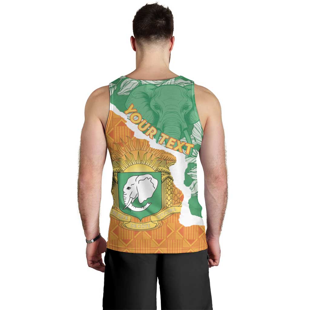 Personalised Ivory Coast Men Tank Top Elephant With Coat Of Arms - Wonder Print Shop