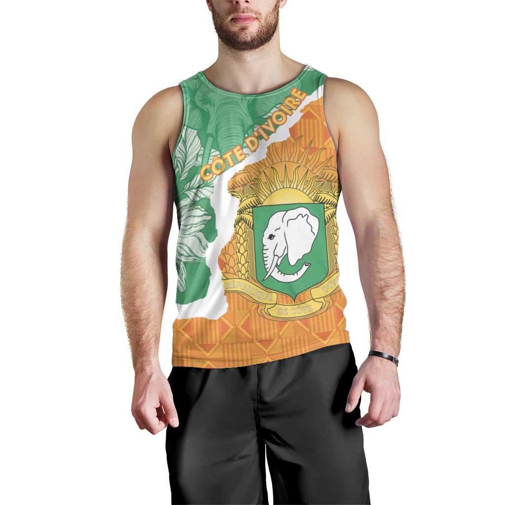 Personalised Ivory Coast Men Tank Top Elephant With Coat Of Arms - Wonder Print Shop
