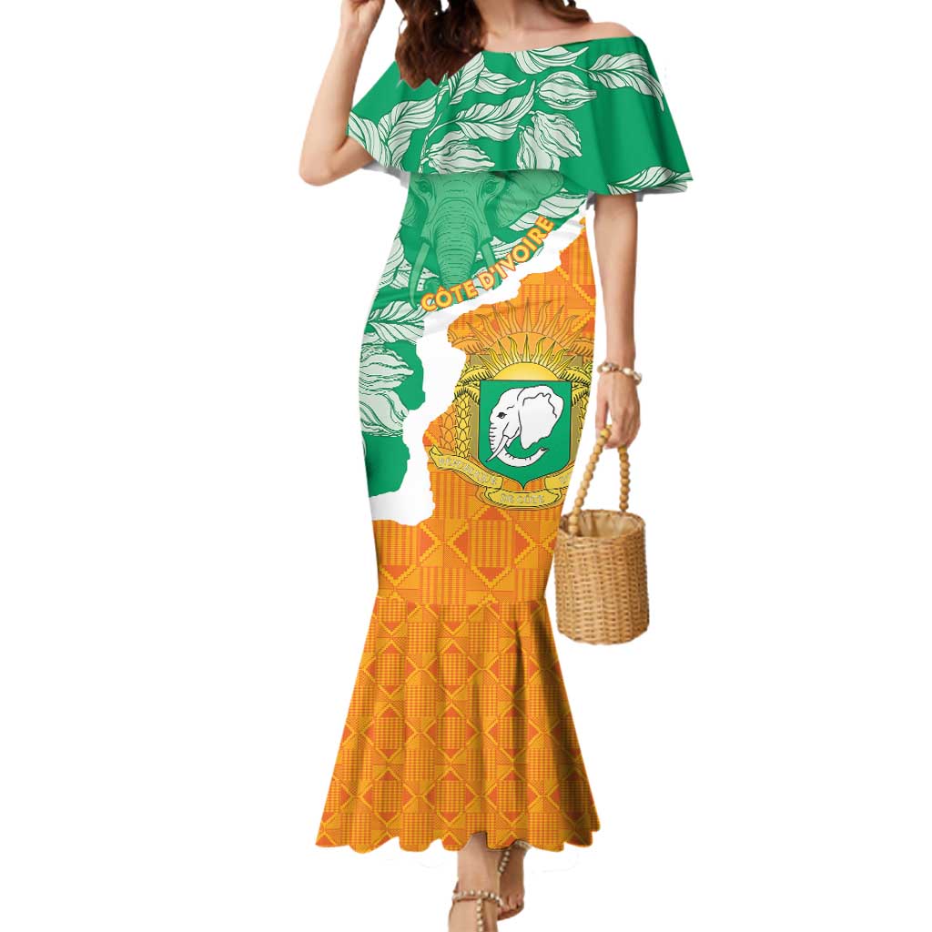 Personalised Ivory Coast Mermaid Dress Elephant With Coat Of Arms - Wonder Print Shop