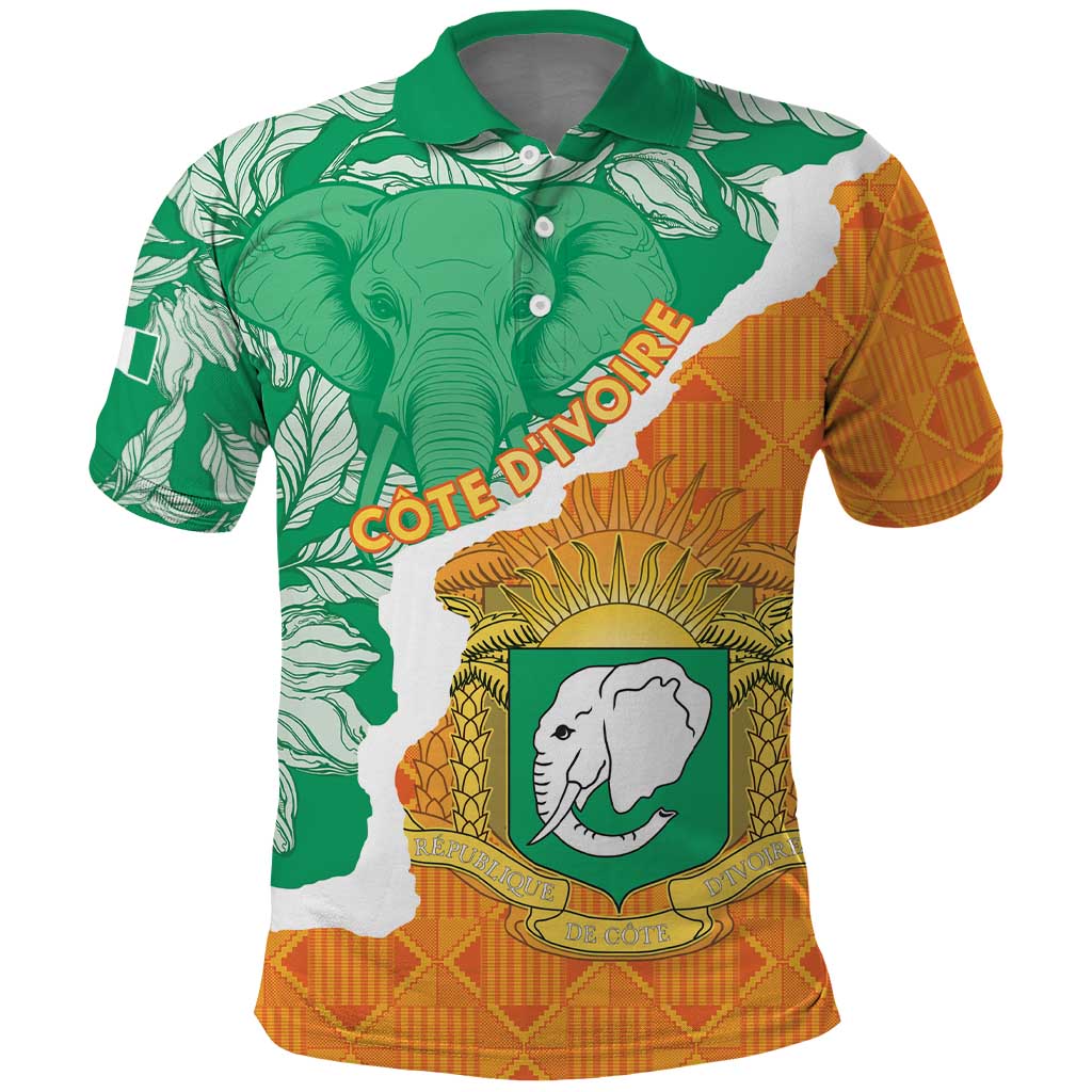 Personalised Ivory Coast Polo Shirt Elephant With Coat Of Arms - Wonder Print Shop