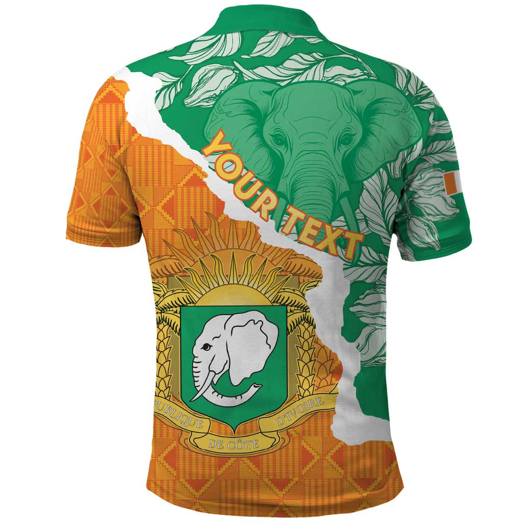 Personalised Ivory Coast Polo Shirt Elephant With Coat Of Arms - Wonder Print Shop
