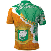 Personalised Ivory Coast Polo Shirt Elephant With Coat Of Arms - Wonder Print Shop