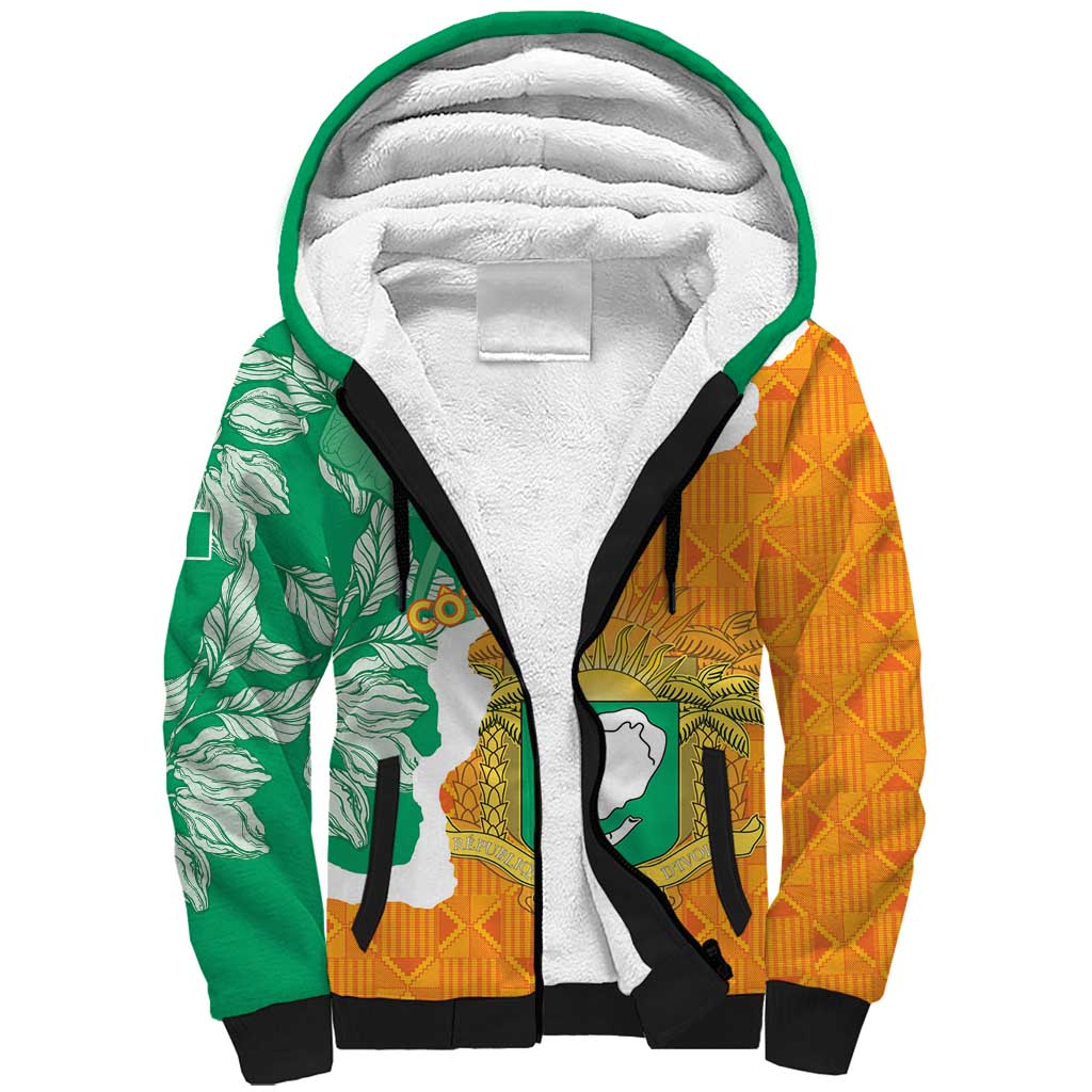 Personalised Ivory Coast Sherpa Hoodie Elephant With Coat Of Arms - Wonder Print Shop