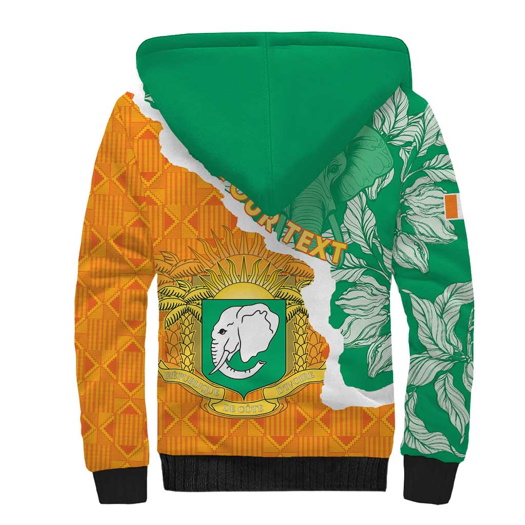 Personalised Ivory Coast Sherpa Hoodie Elephant With Coat Of Arms - Wonder Print Shop