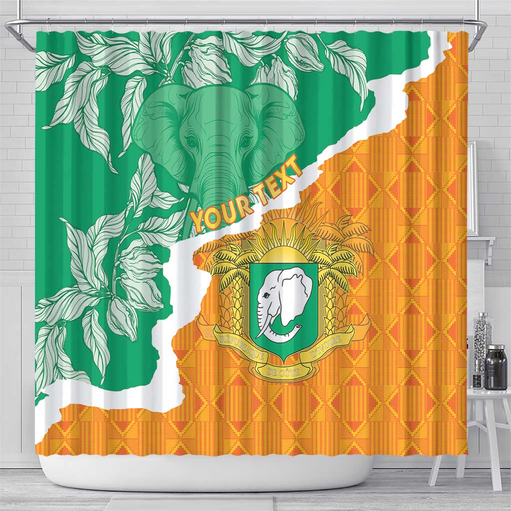 Personalised Ivory Coast Shower Curtain Elephant With Coat Of Arms - Wonder Print Shop