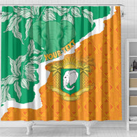Personalised Ivory Coast Shower Curtain Elephant With Coat Of Arms - Wonder Print Shop