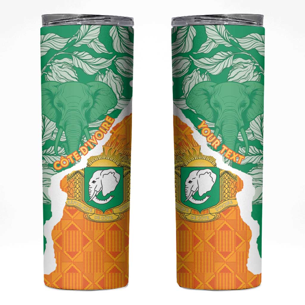 Personalised Ivory Coast Skinny Tumbler Elephant With Coat Of Arms - Wonder Print Shop