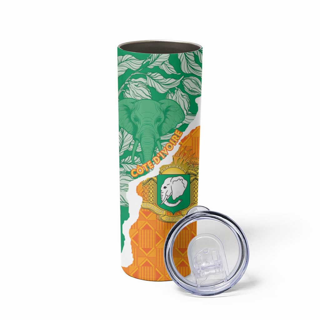 Personalised Ivory Coast Skinny Tumbler Elephant With Coat Of Arms - Wonder Print Shop