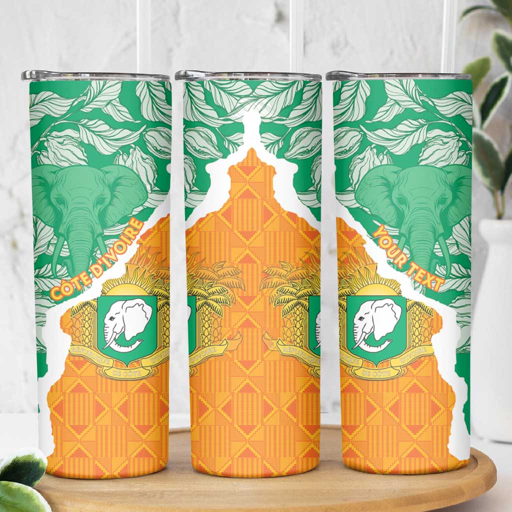 Personalised Ivory Coast Skinny Tumbler Elephant With Coat Of Arms - Wonder Print Shop