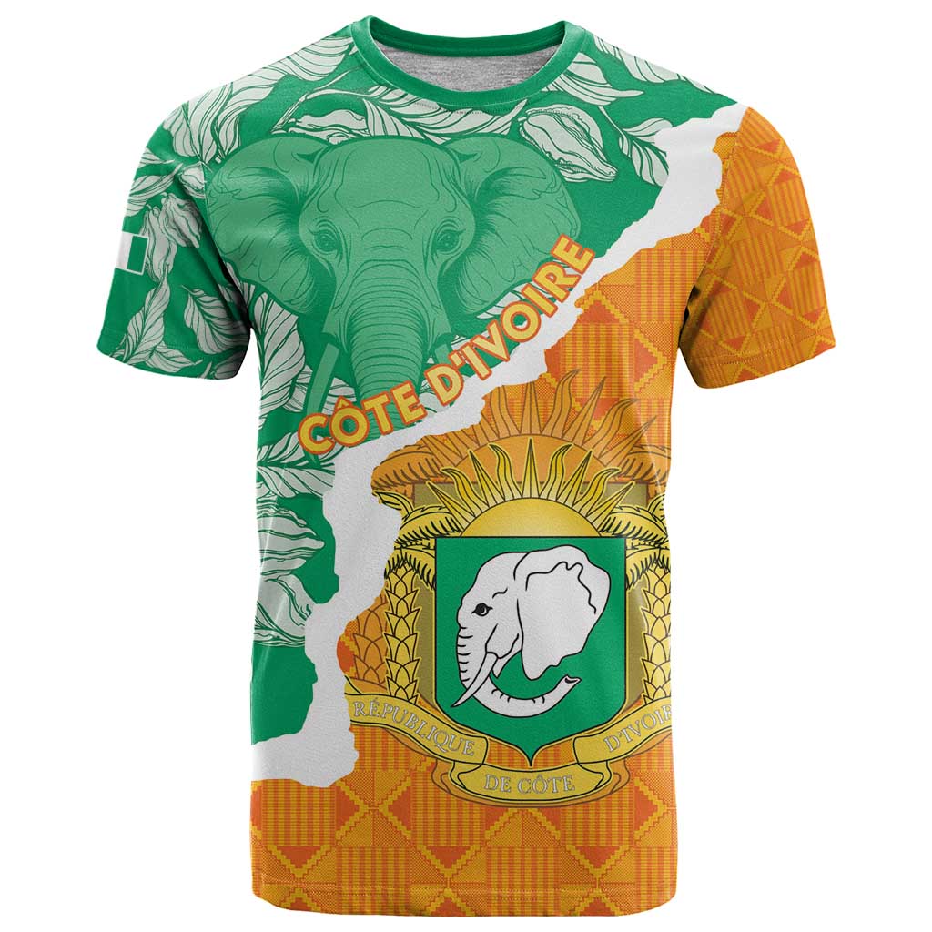 Personalised Ivory Coast T Shirt Elephant With Coat Of Arms - Wonder Print Shop