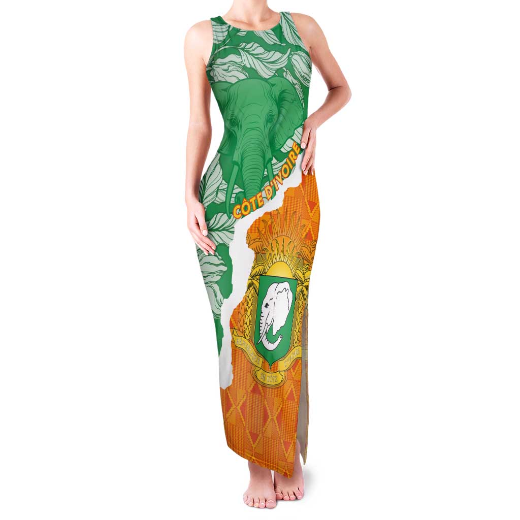 Personalised Ivory Coast Tank Maxi Dress Elephant With Coat Of Arms - Wonder Print Shop