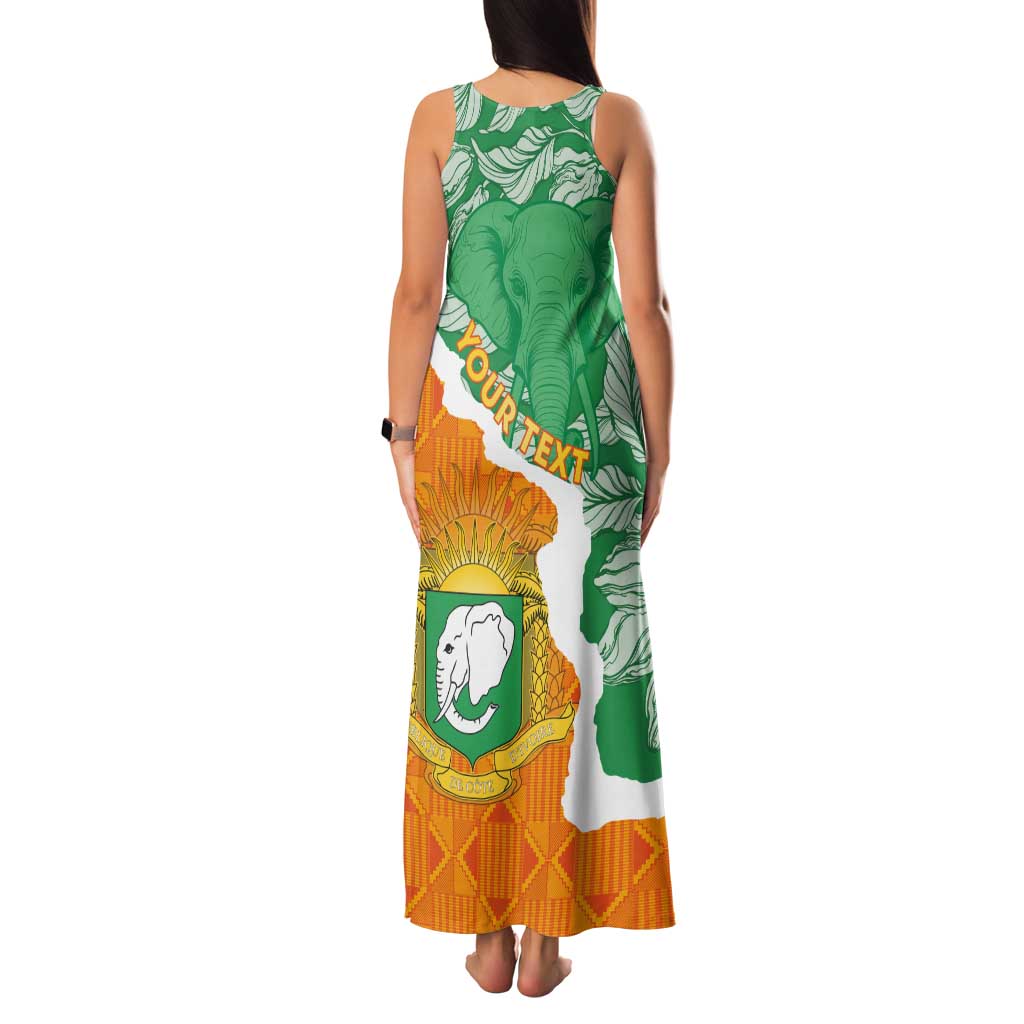Personalised Ivory Coast Tank Maxi Dress Elephant With Coat Of Arms - Wonder Print Shop