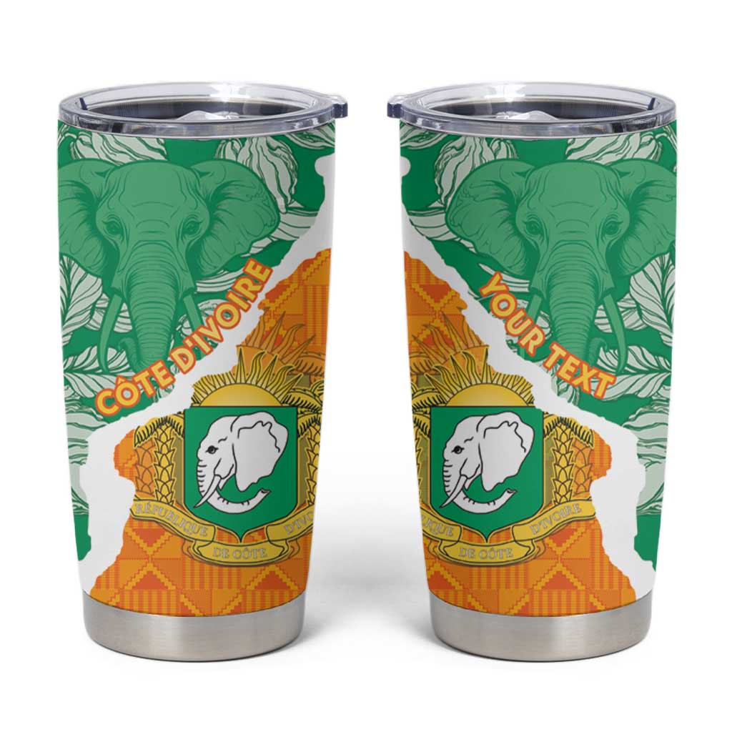 Personalised Ivory Coast Tumbler Cup Elephant With Coat Of Arms - Wonder Print Shop