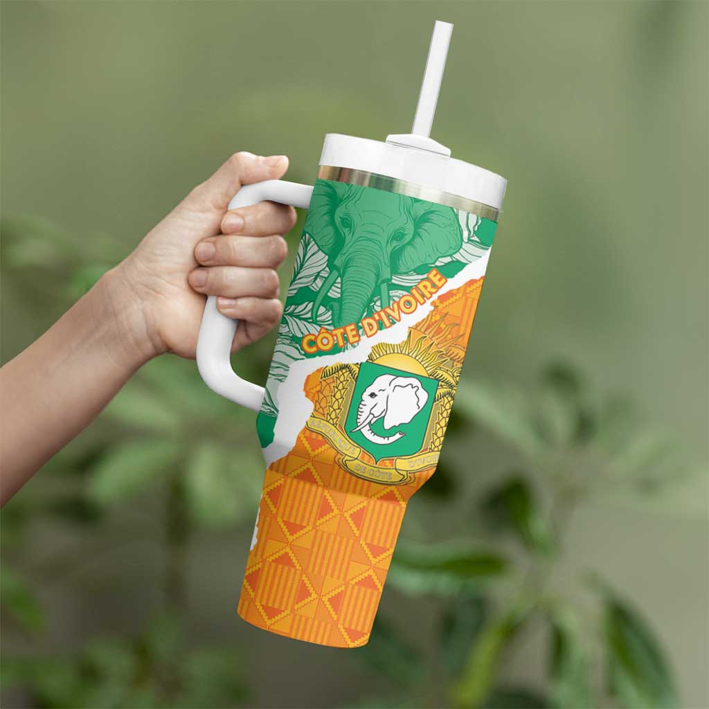 Personalised Ivory Coast Tumbler With Handle Elephant With Coat Of Arms - Wonder Print Shop