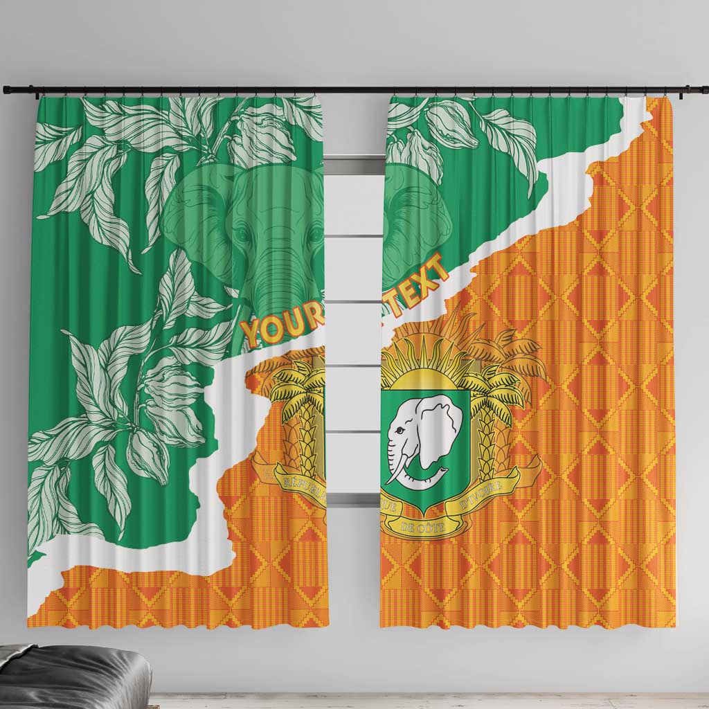 Personalised Ivory Coast Window Curtain Elephant With Coat Of Arms - Wonder Print Shop