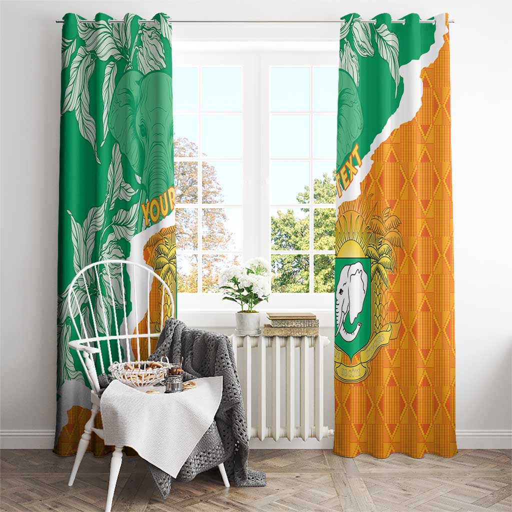 Personalised Ivory Coast Window Curtain Elephant With Coat Of Arms - Wonder Print Shop