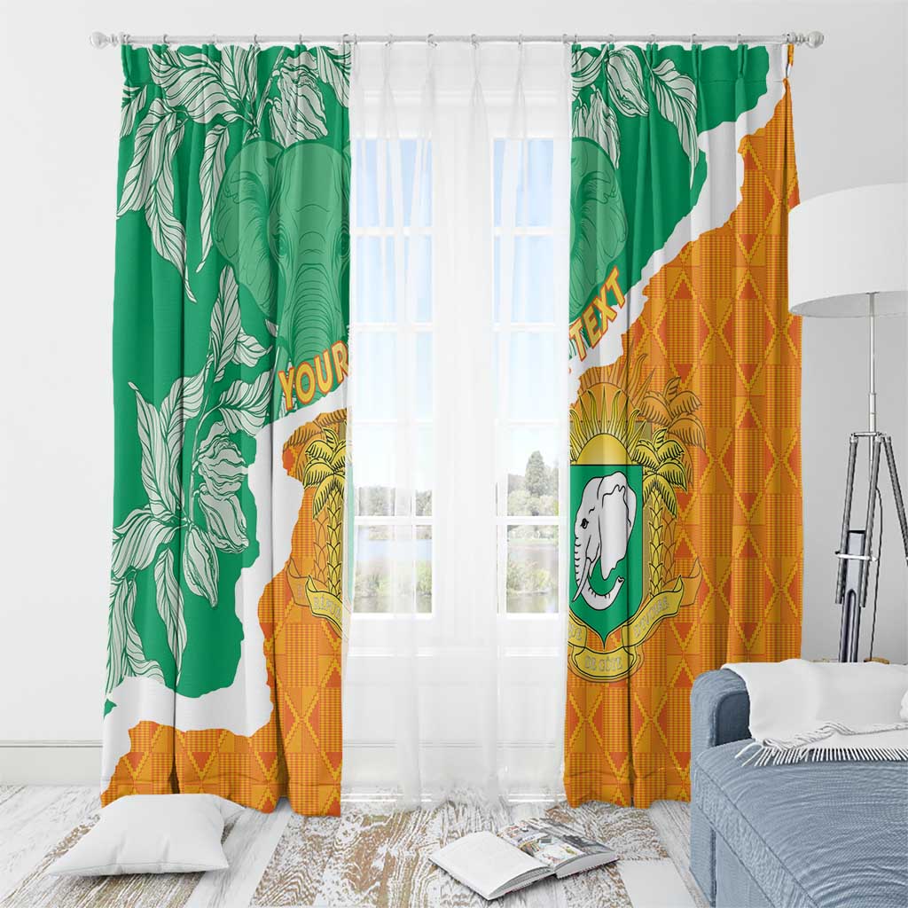 Personalised Ivory Coast Window Curtain Elephant With Coat Of Arms - Wonder Print Shop
