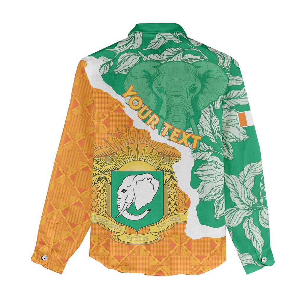Personalised Ivory Coast Women Casual Shirt Elephant With Coat Of Arms - Wonder Print Shop