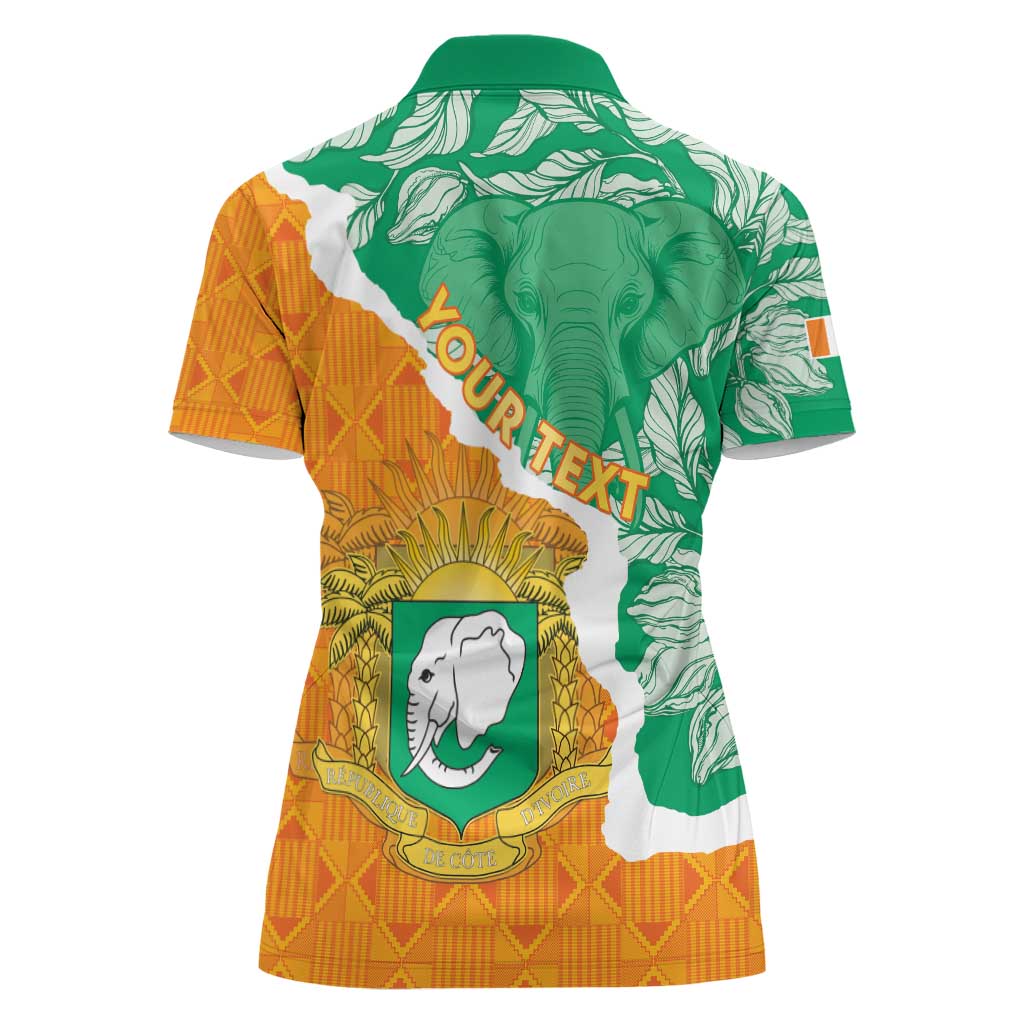 Personalised Ivory Coast Women Polo Shirt Elephant With Coat Of Arms - Wonder Print Shop
