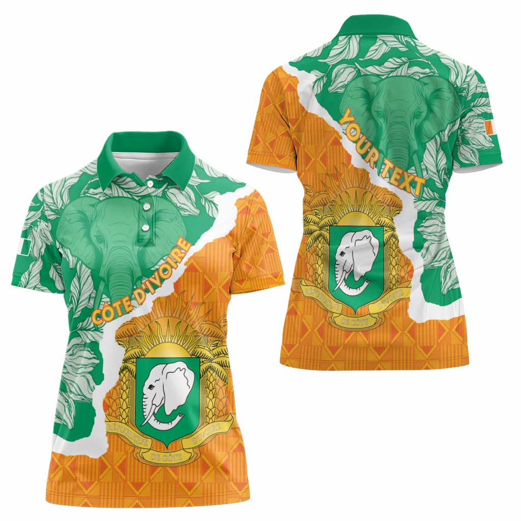 Personalised Ivory Coast Women Polo Shirt Elephant With Coat Of Arms - Wonder Print Shop