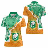 Personalised Ivory Coast Women Polo Shirt Elephant With Coat Of Arms - Wonder Print Shop