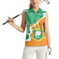 Personalised Ivory Coast Women Sleeveless Polo Shirt Elephant With Coat Of Arms - Wonder Print Shop