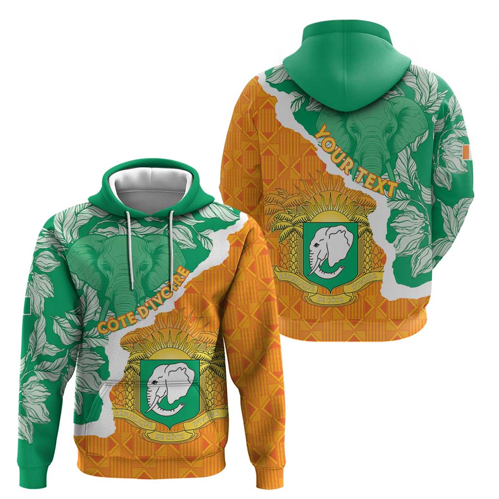 Personalised Ivory Coast Zip Hoodie Elephant With Coat Of Arms - Wonder Print Shop
