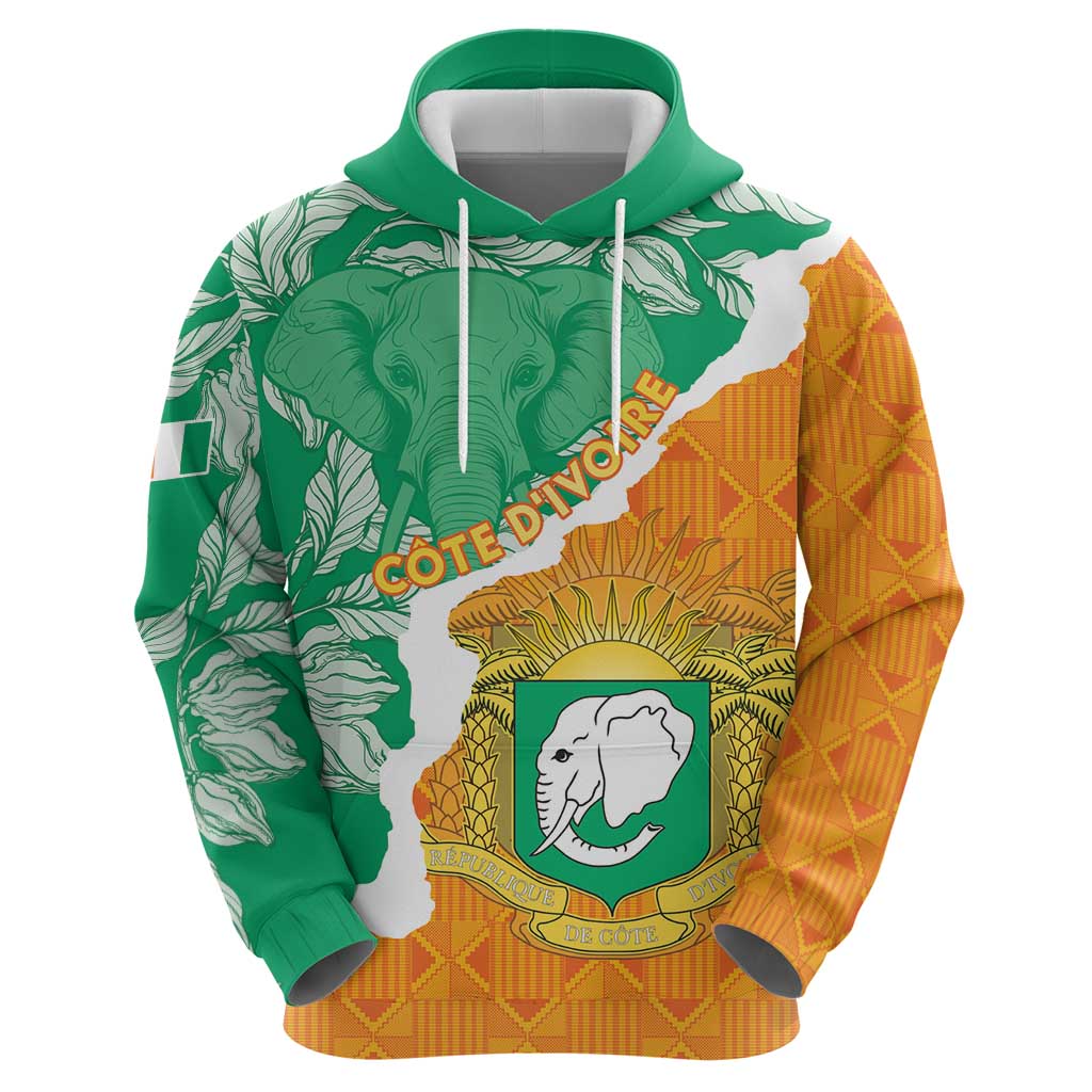 Personalised Ivory Coast Zip Hoodie Elephant With Coat Of Arms - Wonder Print Shop