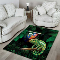 Reunion Island Area Rug Furcifer Pardalis With Coat Of Arms