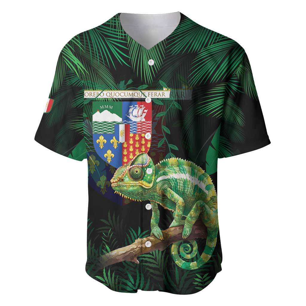 Reunion Island Baseball Jersey Furcifer Pardalis With Coat Of Arms