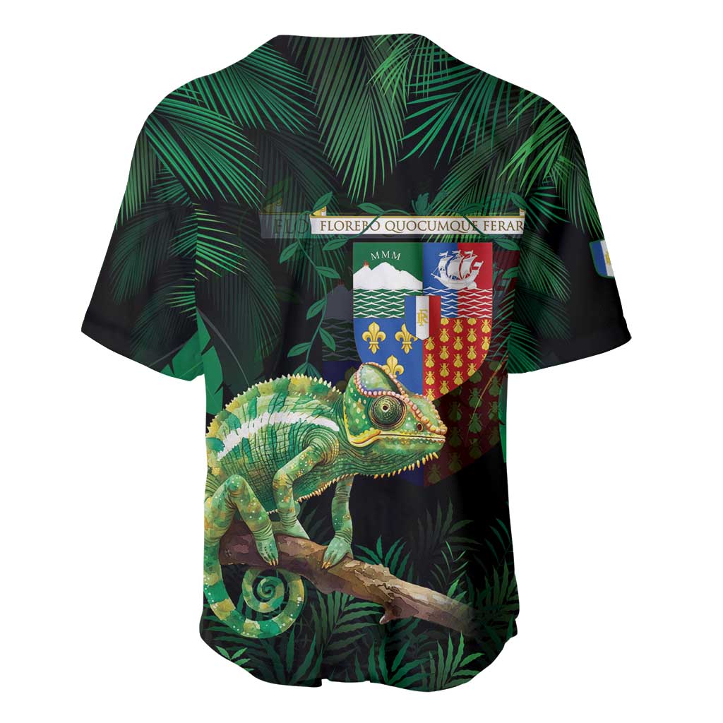 Reunion Island Baseball Jersey Furcifer Pardalis With Coat Of Arms