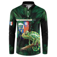 Reunion Island Button Sweatshirt Furcifer Pardalis With Coat Of Arms