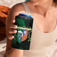 Reunion Island 4 in 1 Can Cooler Tumbler Furcifer Pardalis With Coat Of Arms