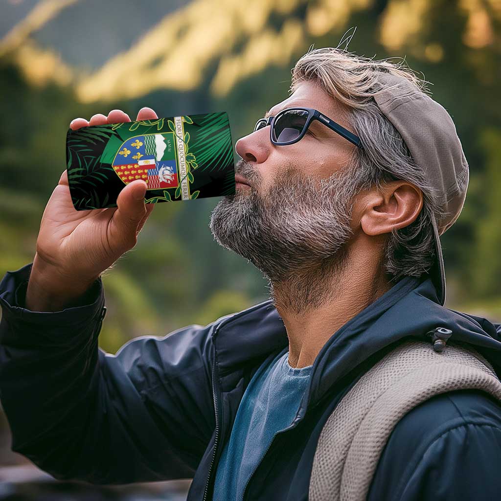 Reunion Island 4 in 1 Can Cooler Tumbler Furcifer Pardalis With Coat Of Arms