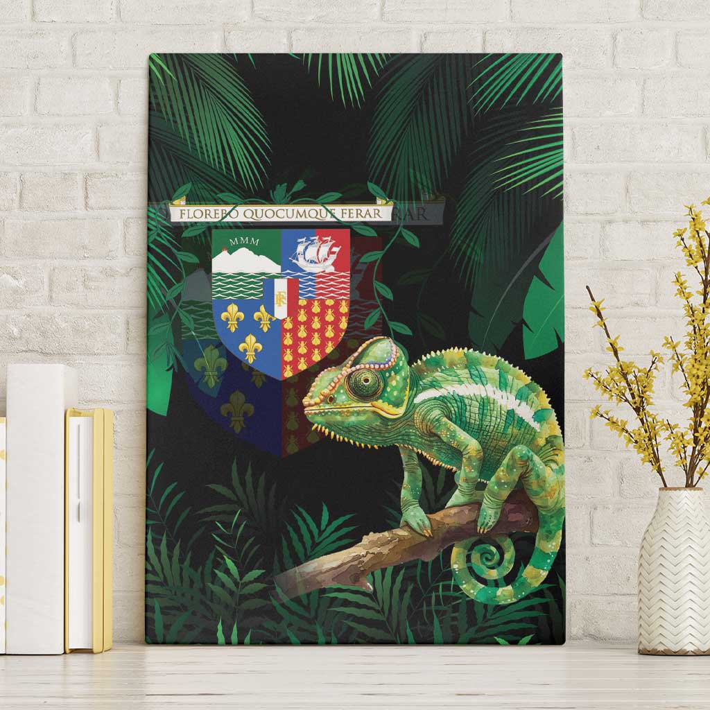 Reunion Island Canvas Wall Art Furcifer Pardalis With Coat Of Arms