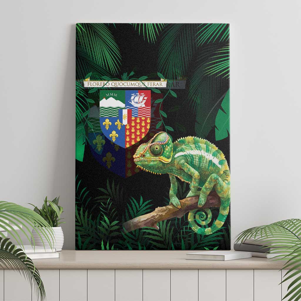 Reunion Island Canvas Wall Art Furcifer Pardalis With Coat Of Arms