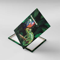 Reunion Island Canvas Wall Art Furcifer Pardalis With Coat Of Arms