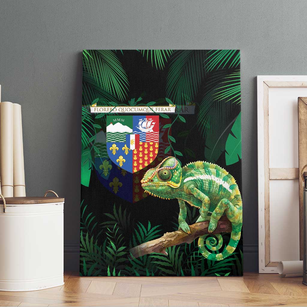 Reunion Island Canvas Wall Art Furcifer Pardalis With Coat Of Arms