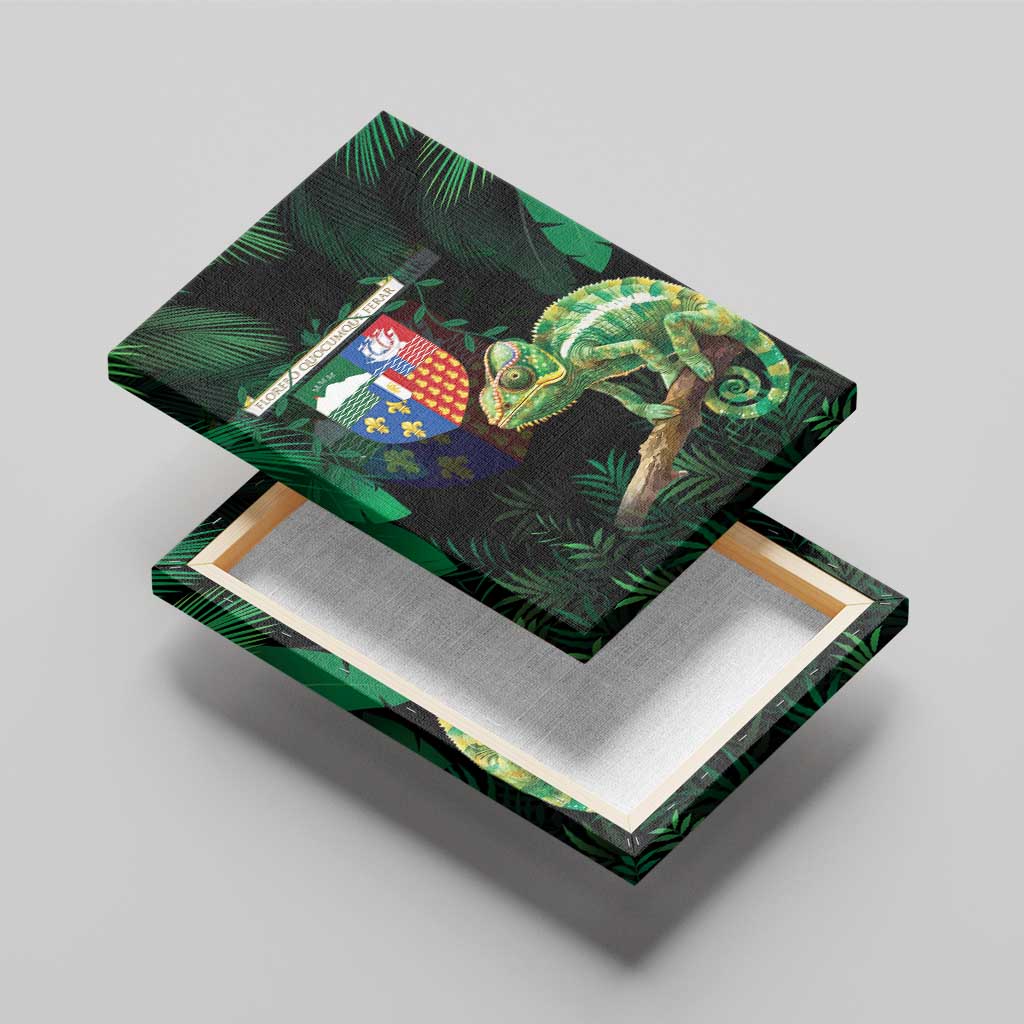 Reunion Island Canvas Wall Art Furcifer Pardalis With Coat Of Arms