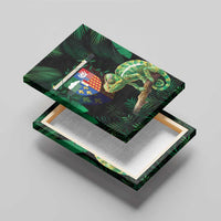 Reunion Island Canvas Wall Art Furcifer Pardalis With Coat Of Arms