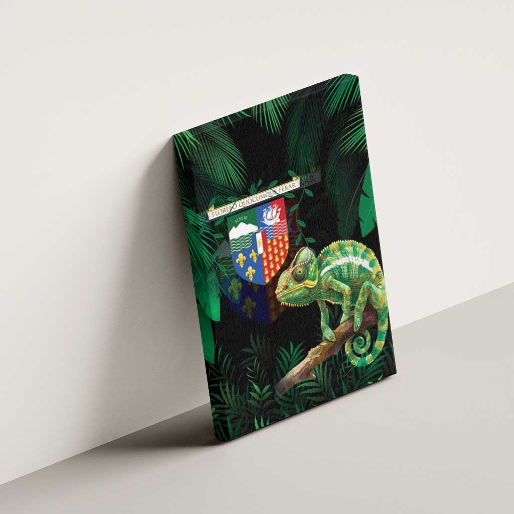 Reunion Island Canvas Wall Art Furcifer Pardalis With Coat Of Arms