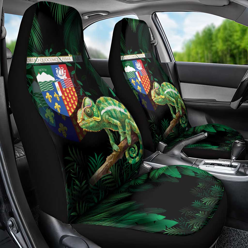 Reunion Island Car Seat Cover Furcifer Pardalis With Coat Of Arms