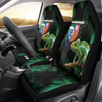 Reunion Island Car Seat Cover Furcifer Pardalis With Coat Of Arms