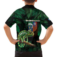 Reunion Island Family Matching Long Sleeve Bodycon Dress and Hawaiian Shirt Furcifer Pardalis With Coat Of Arms