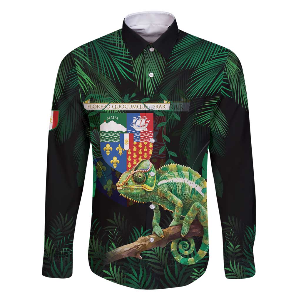 Reunion Island Family Matching Puletasi and Hawaiian Shirt Furcifer Pardalis With Coat Of Arms